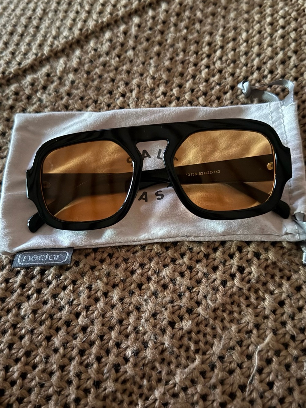Black Frame Amber Lens Sunglasses -